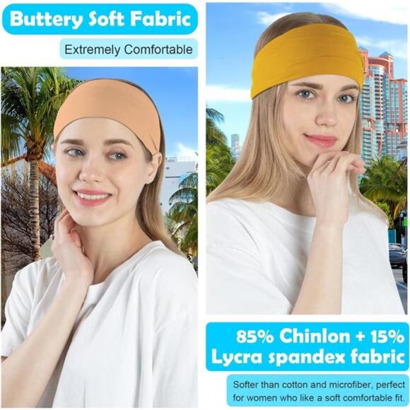 Wide Headbands for Women Non Slip, Workout Yoga Running Womens Headband Boho - Picture 3 of 7